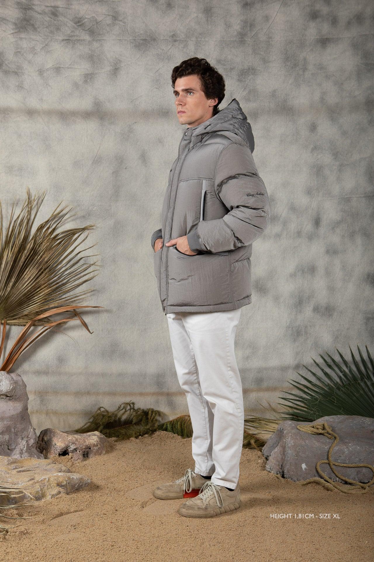 GREY "CLUB" FEATHER COAT - YUXUS